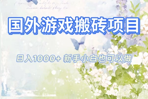 国外游戏搬砖项目，日入1k+，全自动解放双手，新手小白也可做【揭秘】-淘秘副业