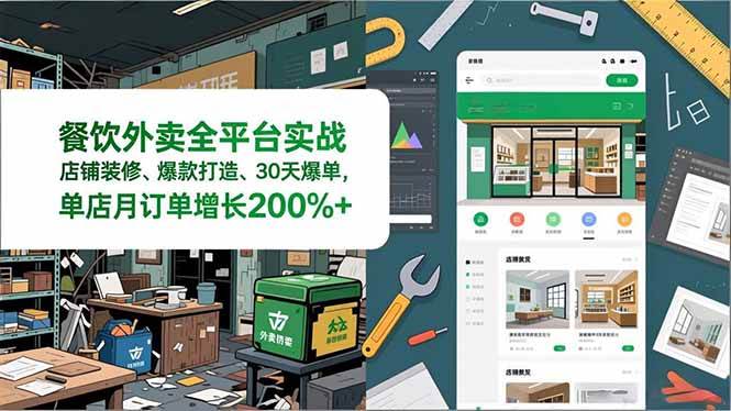 （16978期）餐饮外卖全平台实战，店铺装修、爆款打造、30天爆单，手把手教学，单店月订单增长200%+-淘秘副业