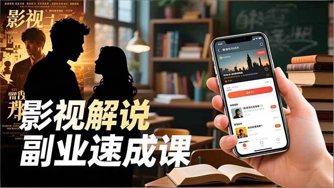 Tk影视解说副业速成课，软件安装、全流程实操、爆款预设，新手两周变现-淘秘副业