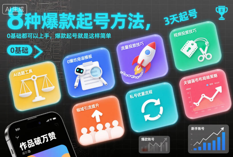 8种爆款起号方法，0基础都可以上手，爆款起号就是这样简单-淘秘副业