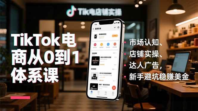 （16818期）TikTok电商从0到1体系课，市场认知、店铺实操、达人广告，新手避坑稳赚美金-淘秘副业