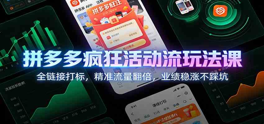 拼多多疯狂活动流玩法课：全链接打标，精准流量翻倍，业绩稳涨不踩坑-淘秘副业