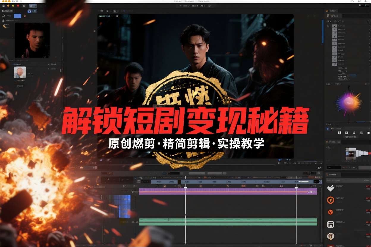 短剧拉新之原创燃剪精简剪辑实操课，解锁短剧变现秘籍-淘秘副业