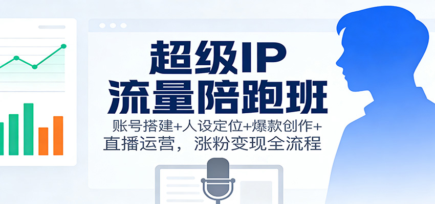 超级IP流量陪跑班：账号搭建+人设定位+爆款创作+直播运营，涨粉变现全流程-淘秘副业