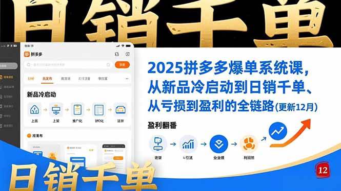 （16894期）2025拼多多爆单系统课，从新品冷启动到日销千单、从亏损到盈利的全链路（更新12月）-淘秘副业