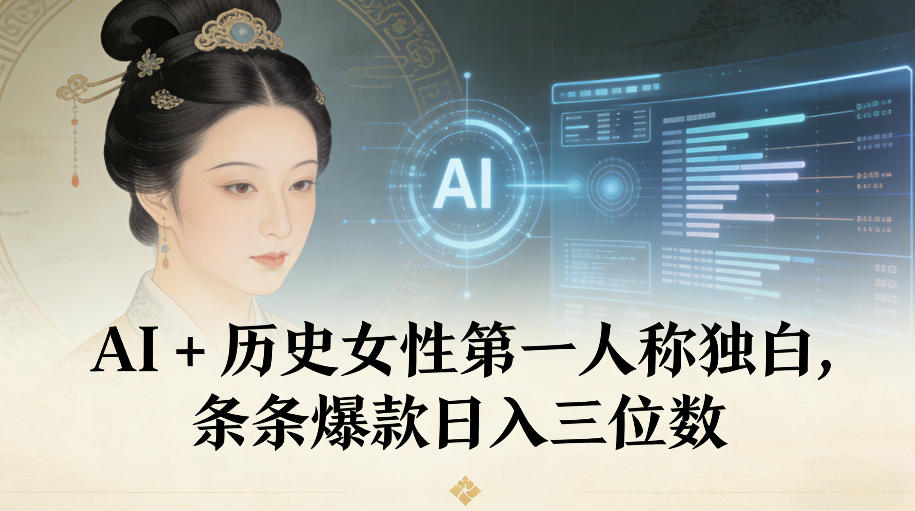 AI+历史女性第一人称独白，条条爆款日入三位数-淘秘副业