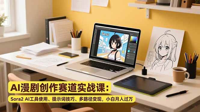 （16936期）AI漫剧创作赛道实战课：Sora2 AI工具使用、提示词技巧、多路径变现，小白月入过万-淘秘副业