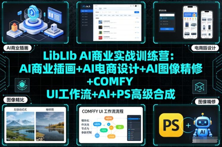 LibLIb AI商业实战训练营：AI商业插画+AI电商设计+AI图像精修+COMFY UI工作流+AI+PS高级合成-淘秘副业