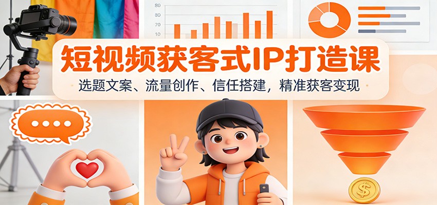 短视频获客式IP打造课：选题文案、流量创作、信任搭建，精准获客变现-淘秘副业