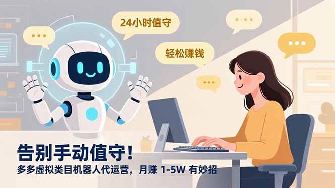 （16921期）告别手动值守！多多虚拟类目机器人代运营，月赚 1-5W 有妙招-淘秘副业