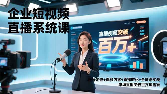 （16878期）企业短视频直播系统课，账号定位+爆款内容+直播转化+全链路实战，单场直播突破百万销售额-淘秘副业