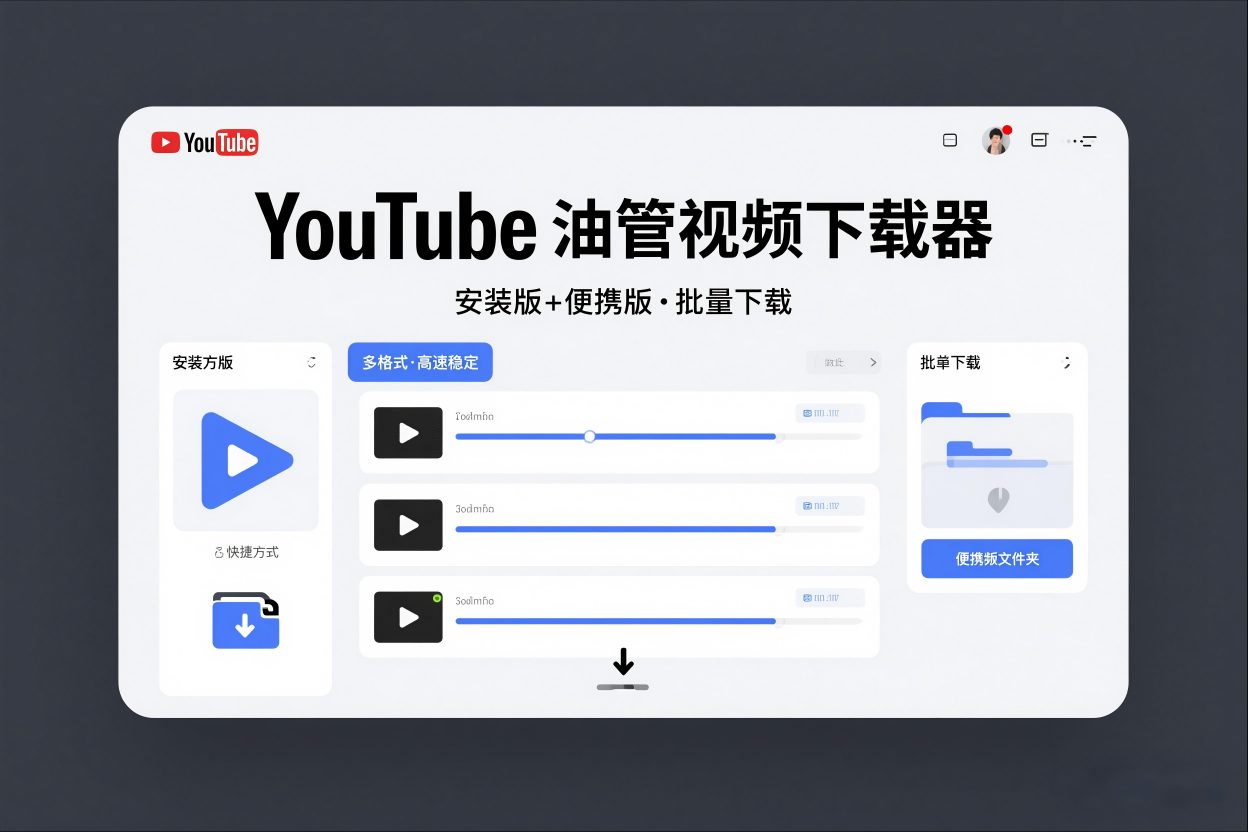 YouTube油管视频下载器安装版+便携版，可以批量下载多个视频-淘秘副业
