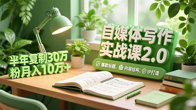 (16734期)自媒体写作实战课2.0,爆款标题、内容结构、IP打造,半年复制30万粉月入10万+
