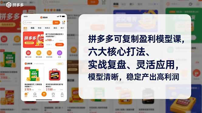 （16952期）拼多多可复制盈利模型课，六大核心打法、实战复盘、灵活应用，模型清晰，稳定产出高利润-淘秘副业