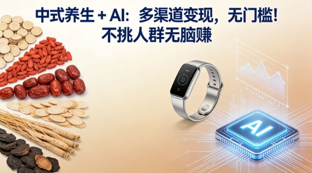 中式养生+AI：多渠道变现，无门槛，不挑人群无脑賺-淘秘副业