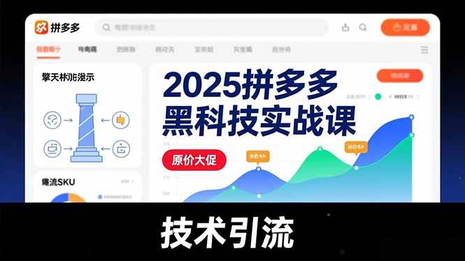 （16977期）2025拼多多黑科技实战课，擎天柱玩法、爆流SKU、原价大促，技术引流，单店日销轻松破千单-淘秘副业
