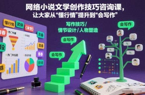 网络小说文学创作技巧咨询课，让大家从“懂行情”提升到”会写作”的高度-淘秘副业