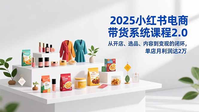（16880期）2025小红书电商带货系统课程2.0，从开店、选品、内容到变现的闭环，单店月利润达2万-淘秘副业