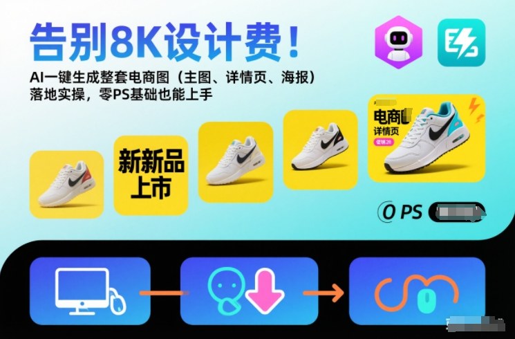 告别8K设计费！AI一键生成整套电商图（主图、详情页、海报）落地实操，零PS基础也能上手-淘秘副业
