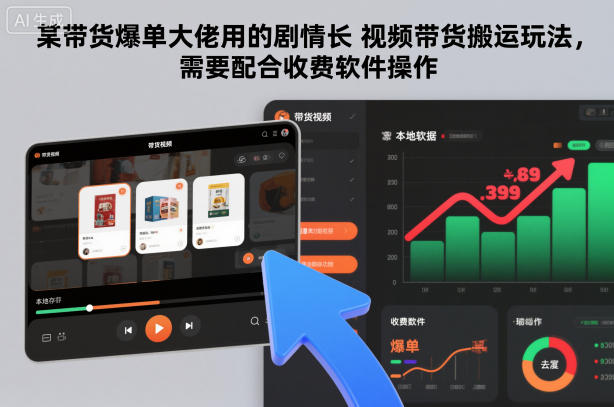 某带货爆单大佬用的剧情长视频带货搬运玩法，需要配合收费软件操作-淘秘副业