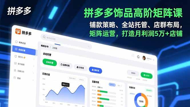 (16915期)拼多多饰品高阶矩阵课,铺款策略、全站托管、店群布局,矩阵运营,打造月利润5万+店铺