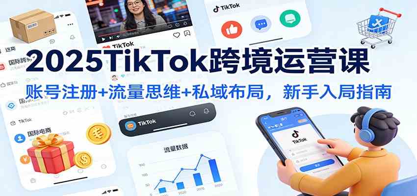 2025TikTok跨境运营课：账号注册+流量思维+私域布局，新手入局指南-淘秘副业