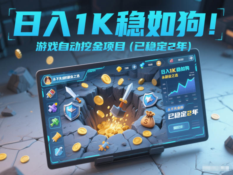 日入1K稳如狗！游戏自动挖金项目（已稳定2年），永不失业的副业之选【揭秘】-淘秘副业