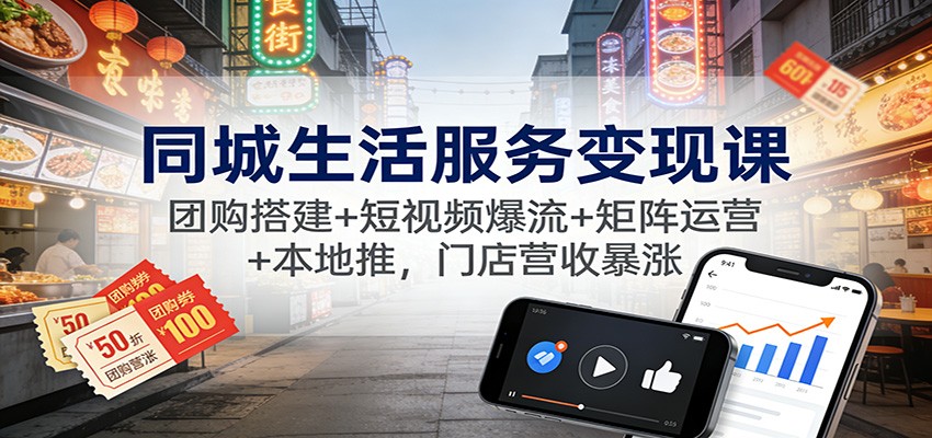 同城生活服务变现课：团购搭建+短视频爆流+矩阵运营+本地推，门店营收暴涨-淘秘副业