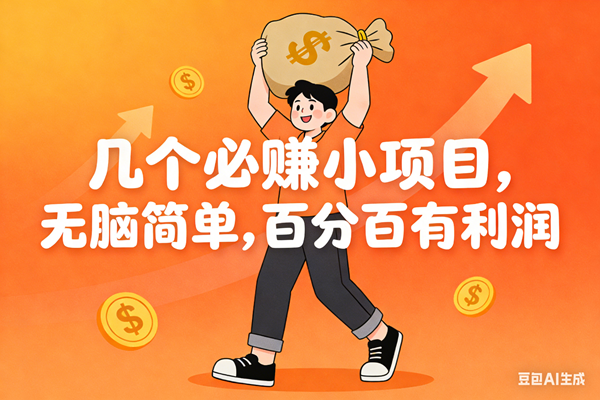（16918期）几个必赚小项目，无脑简单，百分百有利润，副业首选，日入200+-淘秘副业