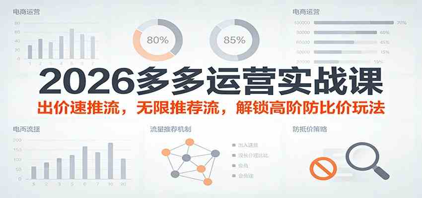 2026多多运营实战课：出价速推流，无限推荐流，解锁高阶防比价玩法（更新）-淘秘副业