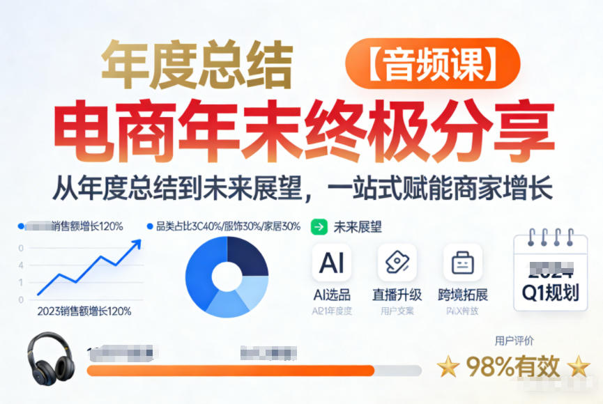 电商年未终极分享，从年度总结到未来展望，一站式赋能商家增长【音频课】-淘秘副业