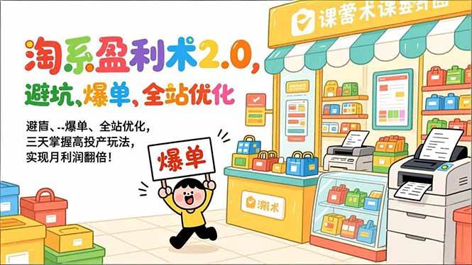 （17127期）淘系盈利术2.0，避坑、爆单、全站优化，三天掌握高投产玩法，实现月利润翻倍！-淘秘副业