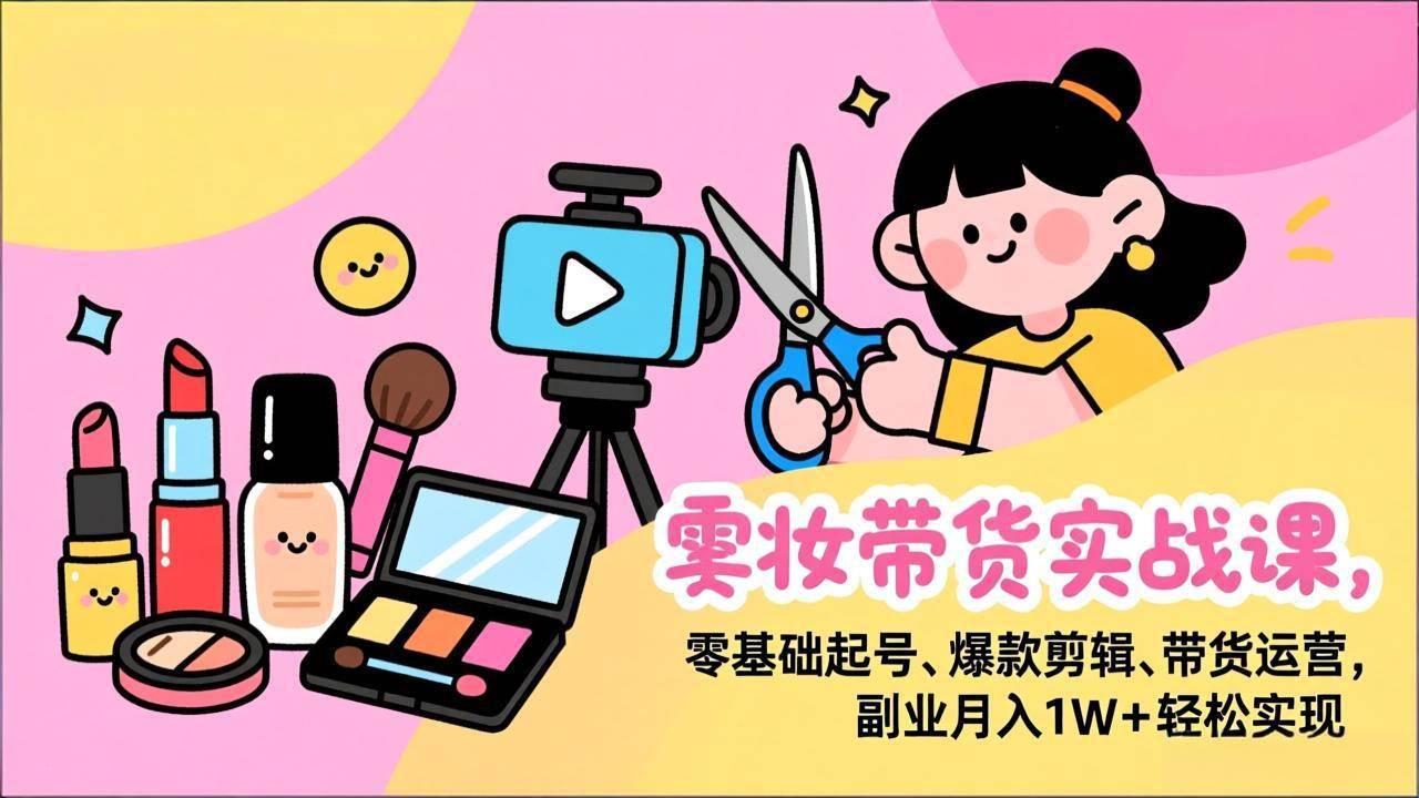 （17189期）美妆带货实战课，零基础起号、爆款剪辑、带货运营，副业月入1W+轻松实现-淘秘副业