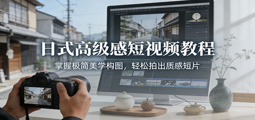 日式高级感短视频教程：掌握极简美学构图，轻松拍出质感短片-淘秘副业