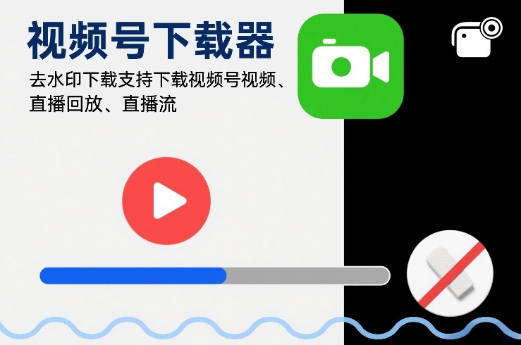 视频号下载器，去水印下载，支持下载视频号视频、直播回放、直播流-淘秘副业