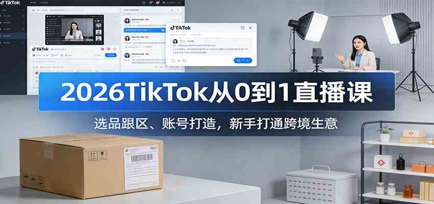 2026TikTok从0到1直播课：选品跟区、账号打造，新手打通跨境生意-淘秘副业