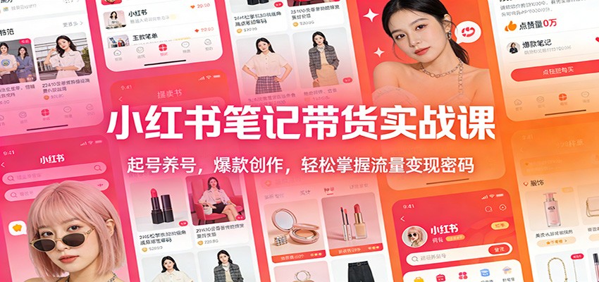 小红书笔记带货实战课：起号养号，爆款创作，轻松掌握流量变现密码-淘秘副业