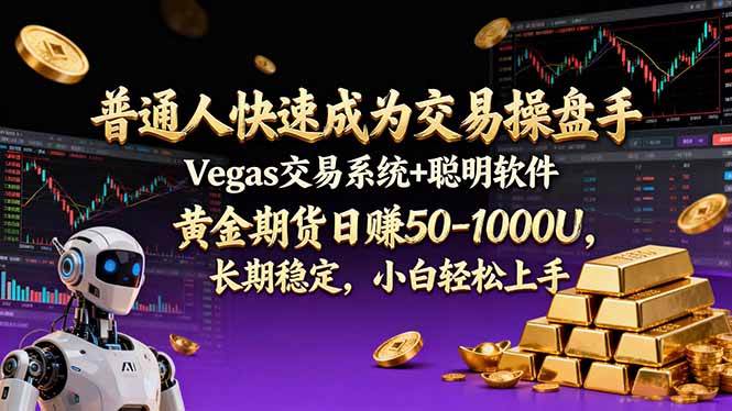(17178期)普通人快速成为交易操盘手 Vegas交易系统+聪明软件 , 黄金期货日赚50-1000U, 长期稳定,小…