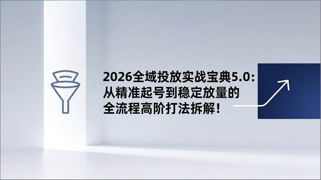 （17156期）2026全域投放实战宝典5.0：从精准起号到稳定放量的全流程高阶打法拆解！-淘秘副业