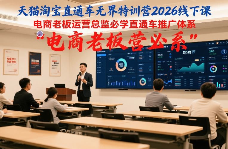 天猫淘宝直通车无界特训营2026线下课，电商老板运营总监必学直通车推广体系-淘秘副业