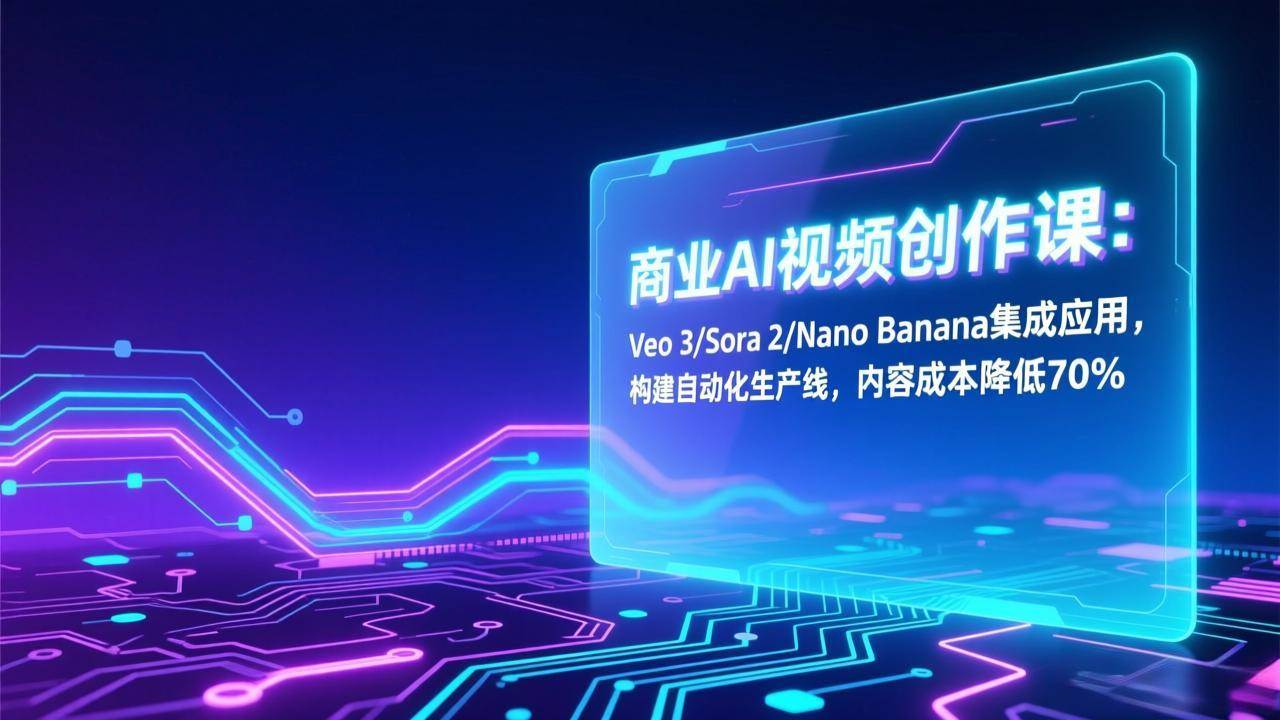 （17070期）商业AI视频创作课：Veo 3/Sora 2/Nano Banana集成应用，构建自动化生产线，内容成本降低70%-淘秘副业