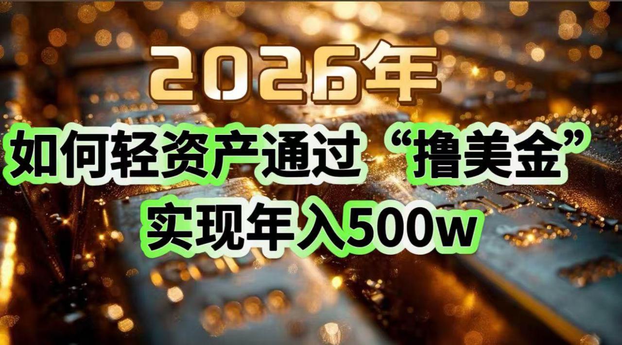 （17033期）2026年如何轻资产通过“撸美金”实现年入500w-淘秘副业