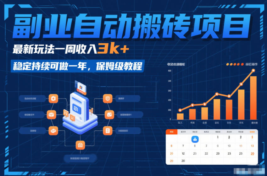 副业自动搬砖项目，最新玩法一周收入3k+，稳定持续可做一年，保姆级教程【揭秘】-淘秘副业