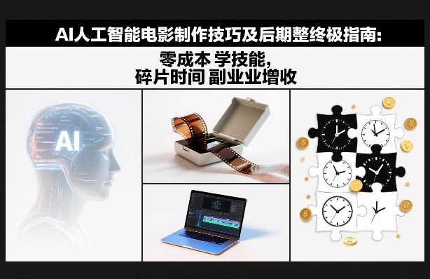 AI人工智能电影制作技巧及后期完整终极指南：零成本学技能，碎片时间副业增收-淘秘副业