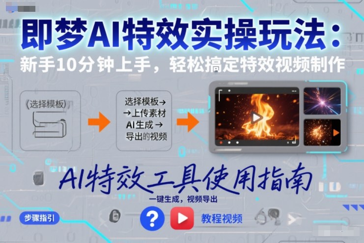 即梦AI特效实操玩法：新手10分钟上手，轻松搞定特效视频制作-淘秘副业