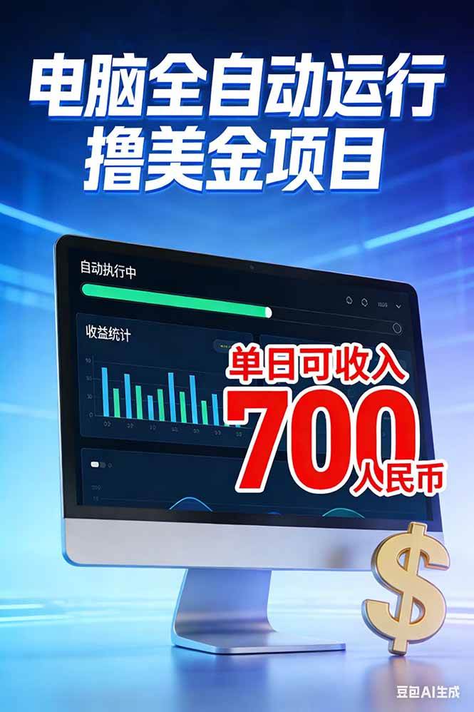 （17169期）2026年电脑全自动赚美金项目，单电脑日收益700+-淘秘副业