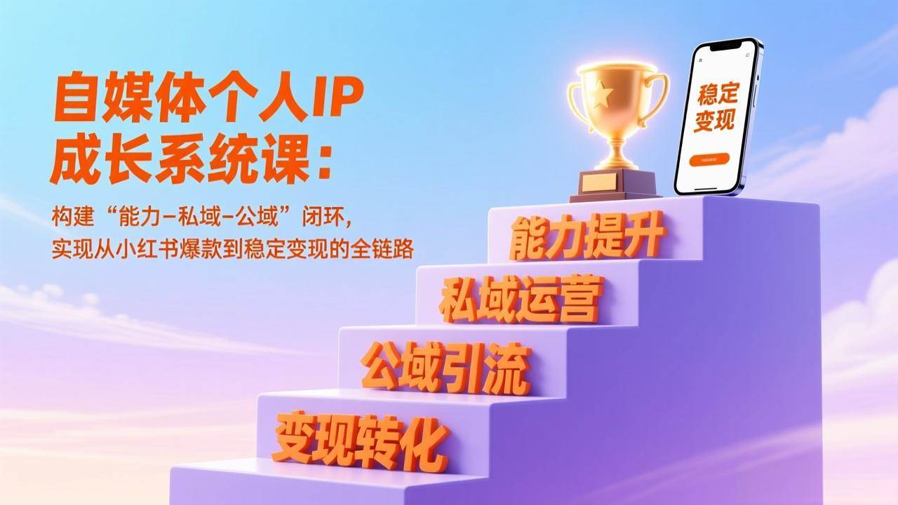 （17192期）自媒体个人IP成长系统课：构建“能力-私域-公域”闭环，实现从小红书爆款到稳定变现的全链路-淘秘副业