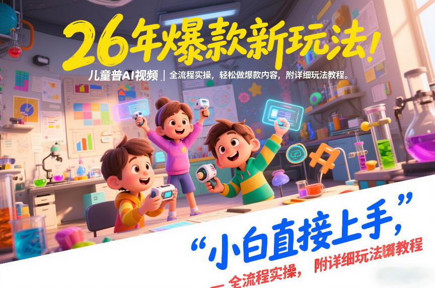 26年爆款新玩法，儿童科普AI视频，全流程实操，轻松做爆款内容，小白直接上手，附详细玩法教程-淘秘副业