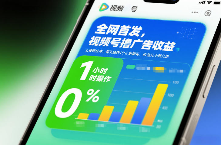 全网首发，视频号撸广告收益，无任何成本，每天操作1个小时即可，收益几十到几张-淘秘副业