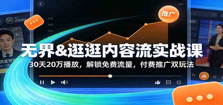 无界&逛逛内容流实战课：30天20万播放，解锁免费流量，付费推广双玩法-淘秘副业